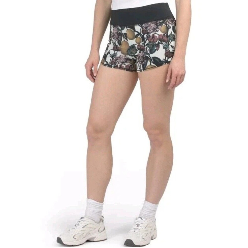 Oiselle Run High Rise Roga Shorts Size 10 Firenze Floral Print Pull On MSRP $80